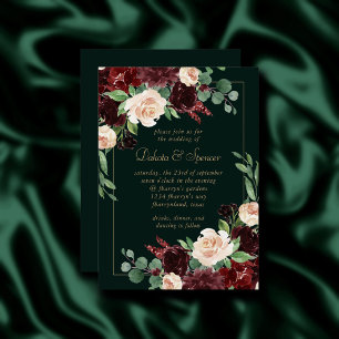 Rustic Bloom Terracotta and Marsala Red Floral Invitation