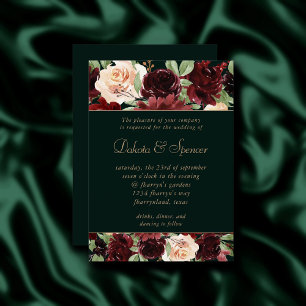 Rustic Bloom Terracotta and Marsala Red Floral Invitation