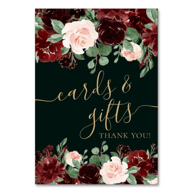 Rustic Bloom | Terracotta and Marsala Red Gift Table Number (Front)