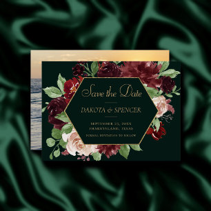 Rustic Bloom Terracotta and Marsala Red Wreath Save The Date