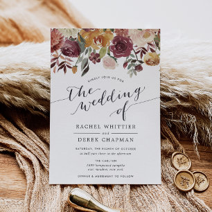 Rustic Bloom Watercolor Floral Wedding Invitation