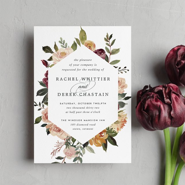 Rustic Bloom Watercolor Floral Wedding Invitation (Creator Uploaded)