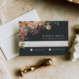 Rustic Bloom Watercolor Floral Wedding RSVP Card