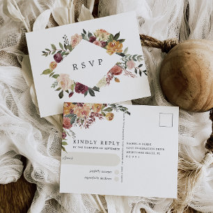 Rustic Bloom Watercolor Floral Wedding RSVP Postcard