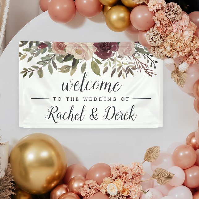 Rustic Bloom | Watercolor Floral Wedding Welcome Banner (Creator Uploaded)