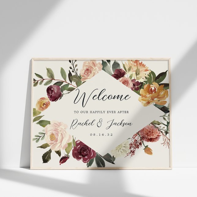 Rustic Bloom Watercolor Floral Wedding Welcome Poster (Creator Uploaded)