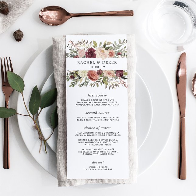 Rustic Bloom Wedding Menu Card (Creator Uploaded)