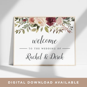 Rustic Bloom Wedding Welcome Poster