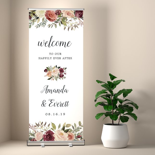 Rustic Bloom Wedding Welcome Retractable Banner (Creator Uploaded)