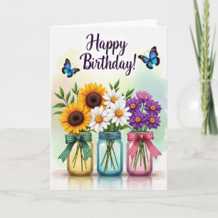 Rustic Blooms Birthday Joy Card