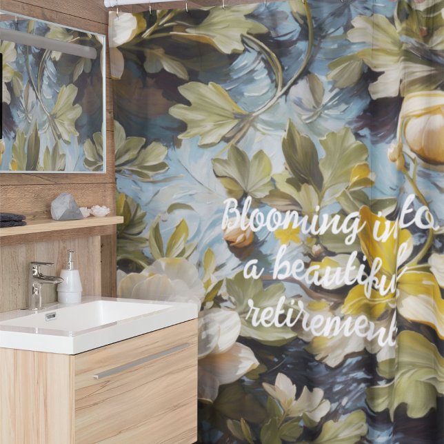 Rustic Blooms Custom Retirement Gifts for Her Shower Curtain (Rustic Blooms Custom Retirement Gifts for Her)