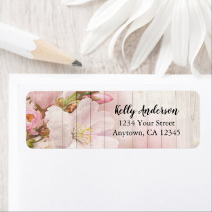 Rustic Blooms   Pink Cherry Blossom Return Address