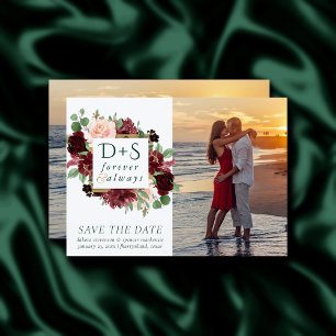 Rustic Blooms Terracotta and Marsala Red 2 Photo Save The Date