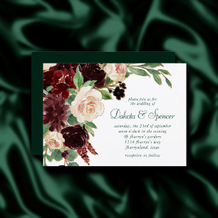Rustic Blooms Terracotta and Marsala Red Bouquet Invitation