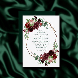 Rustic Blooms Terracotta and Marsala Red Bouquet Invitation