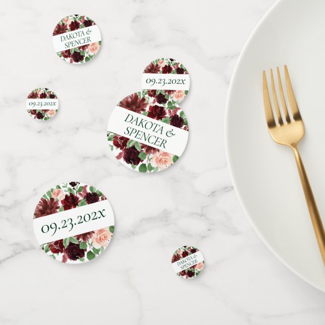 Rustic Blooms | Terracotta and Marsala Red Custom Confetti (Group)