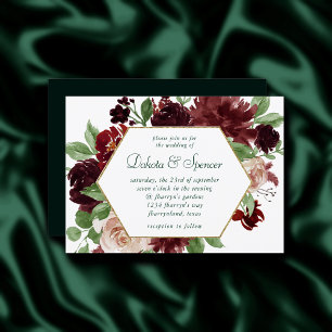 Rustic Blooms   Terracotta and Marsala Red Floral Invitation