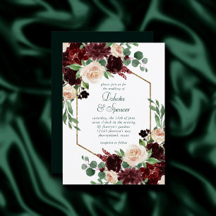 Rustic Blooms Terracotta and Marsala Red Floral Invitation