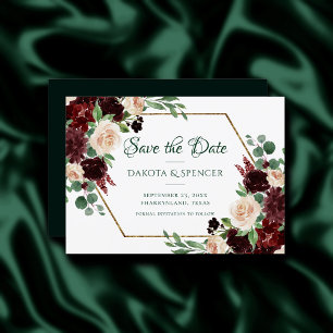 Rustic Blooms Terracotta and Marsala Red Floral Save The Date