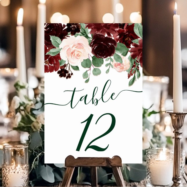 Rustic Blooms | Terracotta and Marsala Red Garland Table Number (Creator Uploaded)