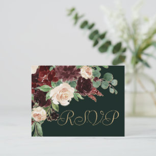Rustic Blooms   Terracotta and Marsala Red RSVP Postcard