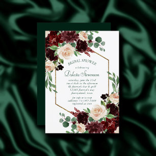 Rustic Blooms Terracotta and Marsala Red Shower Invitation