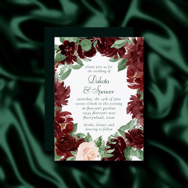 Rustic Blooms | Terracotta and Marsala Red Wreath Invitation (Creator Uploaded)