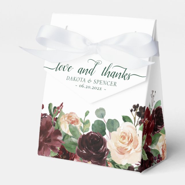 Rustic Blooms | Terracotta Marsala Love and Thanks Favour Box (Front Side)