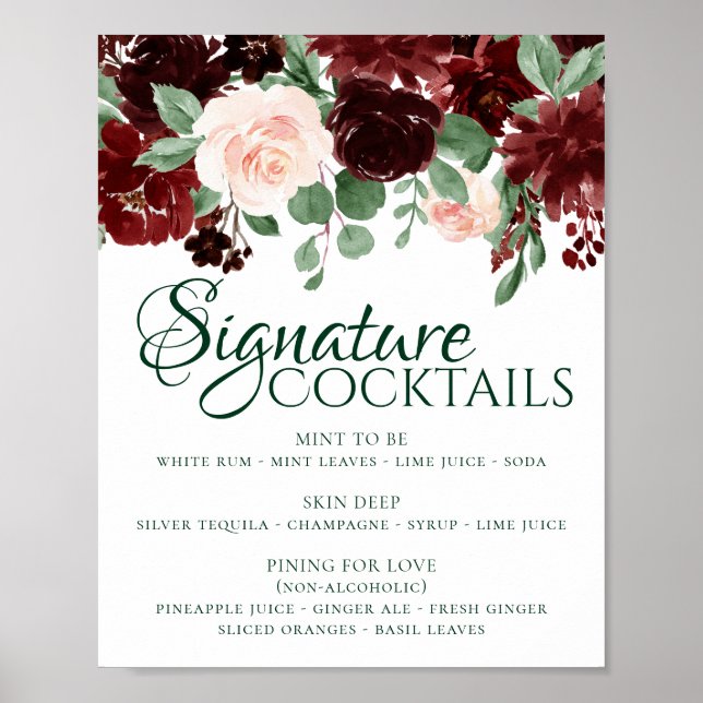 Rustic Blooms | Terracotta Marsala Signature Drink Poster (Front)