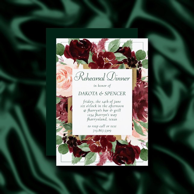 Rustic Blooms | Terracotta Red Rehearsal Dinner Invitation (Creator Uploaded)