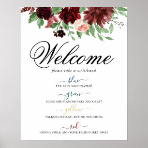 Rustic Blooms   Terracotta Red Social Distancing Poster