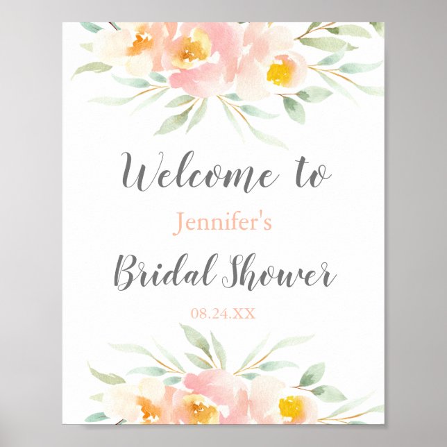 Rustic Blossom Bridal Shower Welcome Poster (Front)