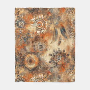 Rustic Blossoms Pattern Fleece Blanket