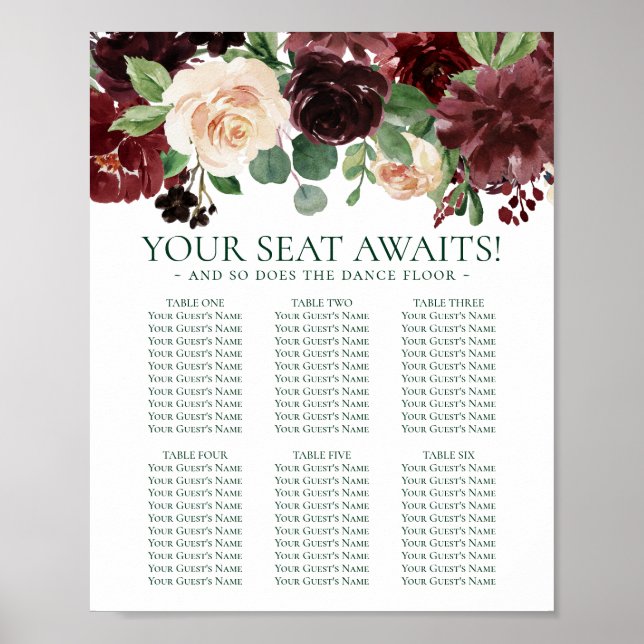 Rustic Blossoms | Terra Cotta Navy Seating Chart (Front)