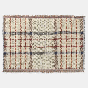 Rustic Blue and Beige Plaid Pattern Throw Blanket