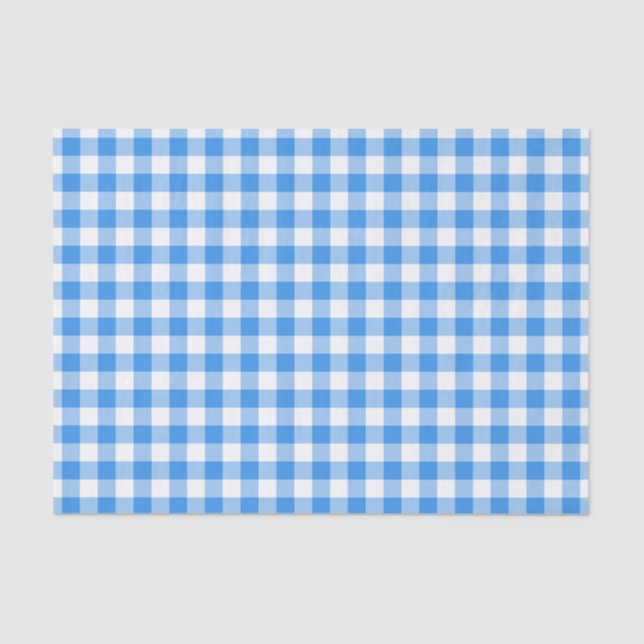 Rustic Blue and White Gingham Pattern Tissue Paper (Front)