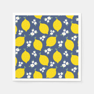 Rustic Blue and Yellow Lemons Pattern Napkin