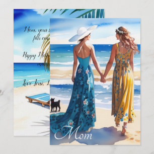 Rustic Blue and Yellow Watercolor Mothers Day Card