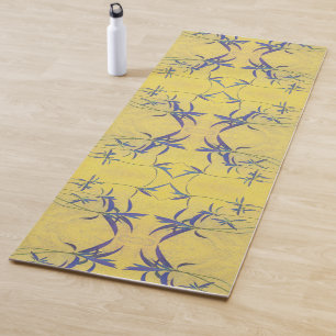 Rustic Blue and Yellow Yoga Mat