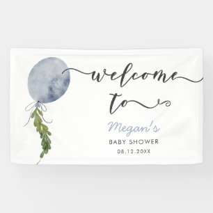 Rustic Blue Balloon Baby Shower Welcome Banner