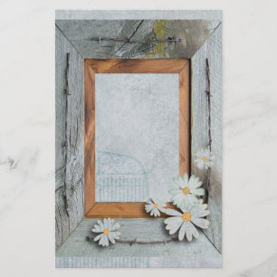 rustic blue barn wood daisy country wedding stationery