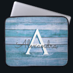 Rustic Blue Barn Wood Nautical Monogram Laptop Sleeve<br><div class="desc">Rustic Blue Barn Wood Nautical Monogram Laptop Case. This case can be customised to include your initial and first name. If you would like matching items then please contact the designer.</div>