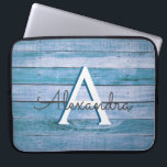 Rustic Blue Barn Wood Nautical Monogram Laptop Sleeve<br><div class="desc">Rustic Blue Barn Wood Nautical Monogram Laptop Case. This case can be customised to include your initial and first name. If you would like matching items then please contact the designer.</div>