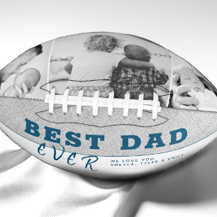 Rustic Blue Best Dad Father`s Day 3 Photo Collage American Football
