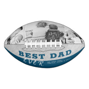 Rustic Blue Best Dad Father`s Day 3 Photo Collage American Football