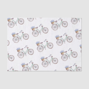 Rustic Blue Bicycle Lavender Floral Tissue Paper