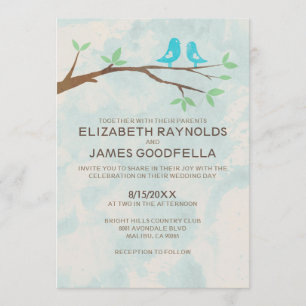 Rustic Blue Bird Wedding Invitations