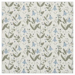 Rustic Blue Botanical Bold Retro Vintage Floral Fabric