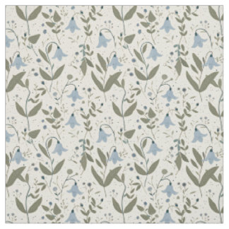 Rustic Blue Botanical Bold Retro Vintage Floral Fabric