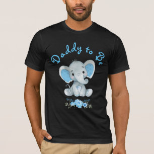 Rustic Blue Boy Elephant Daddy to Be Baby Shower T-Shirt